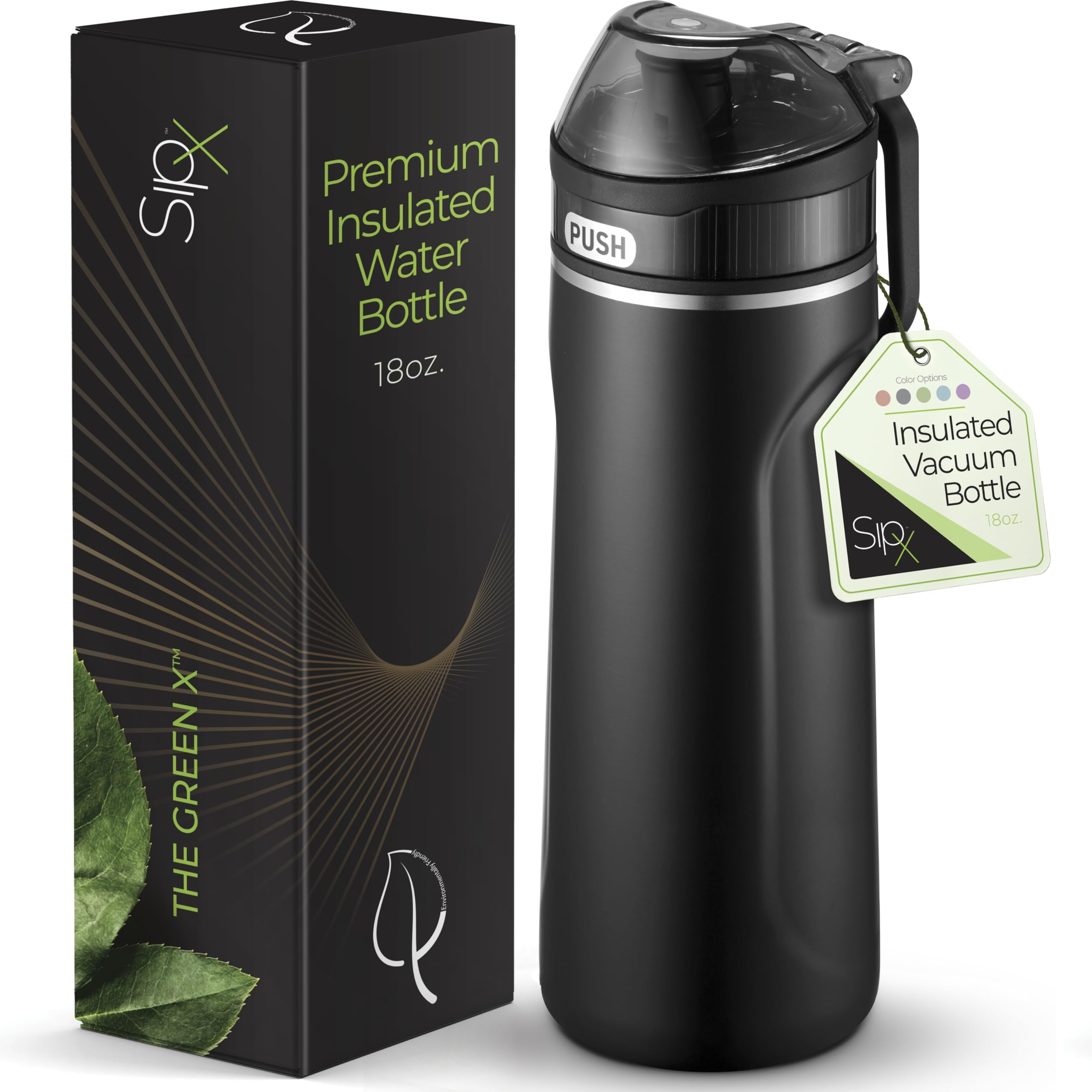 SIPX 18oz bottle with straw lid shows premium stainless steel for everyday hydration.