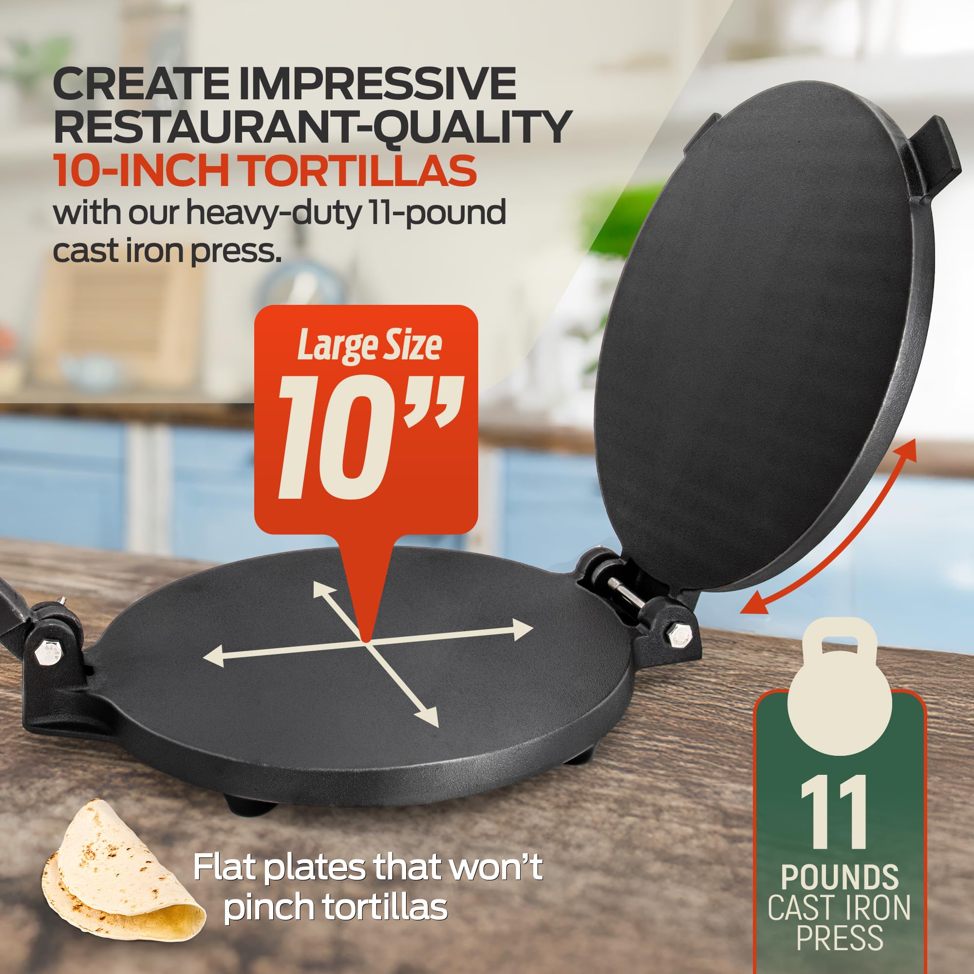 Non-slip feet on the SIRCLES press help protect countertops during use