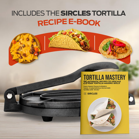 Large 10-inch tortillas produced with SIRCLES press for family meals