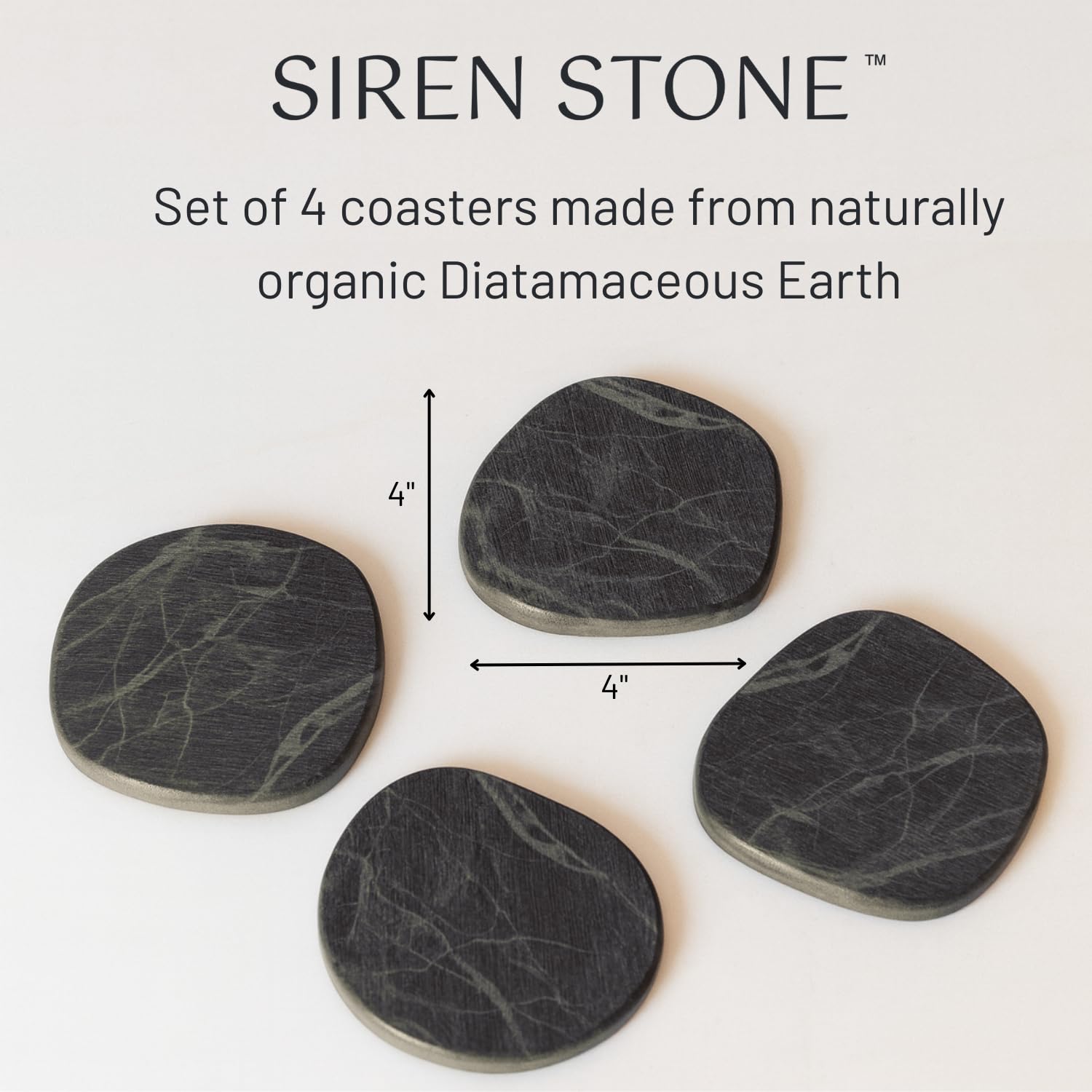 Siren Stone absorbent diatomaceous-earth coasters soak up moisture efficiently.