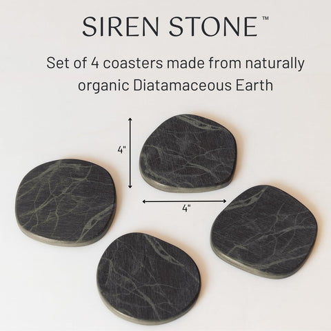 Siren Stone absorbent diatomaceous-earth coasters soak up moisture efficiently.