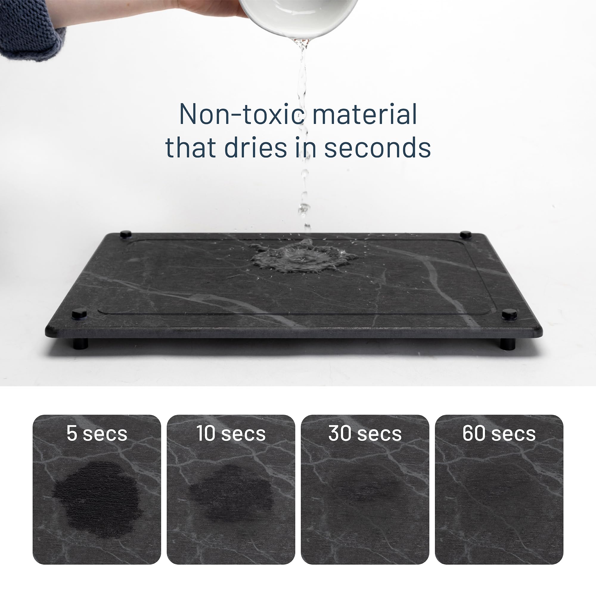 Siren Stone elevated drying mat with steel feet enhances airflow