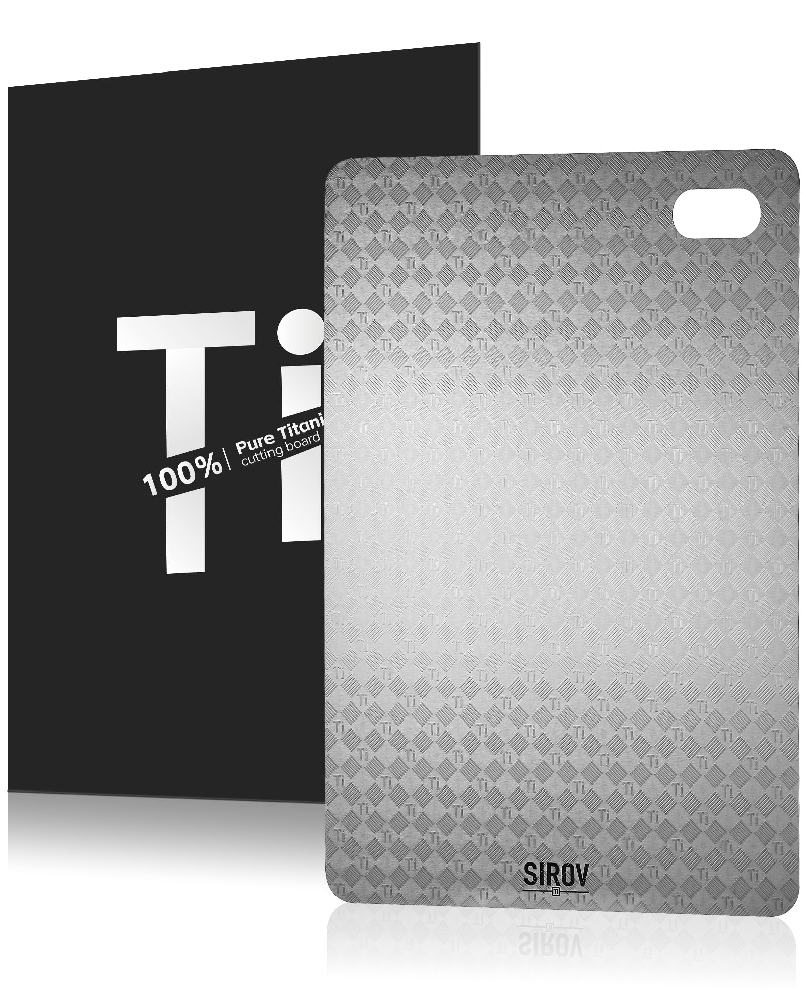 Sirov titanium cutting board with chessboard pattern for a stylish, non-slip prep surface