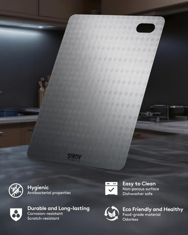 Sirov titanium board enhances modern kitchen aesthetics and hygiene
