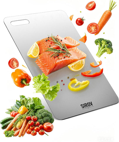 Sirov titanium cutting board close-up non-porous surface for hygienic prep