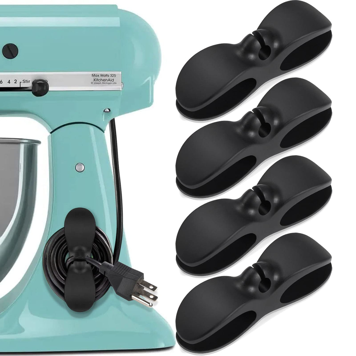 SisBroo cord organizer mounted on an appliance keeps wires neat and accessible.