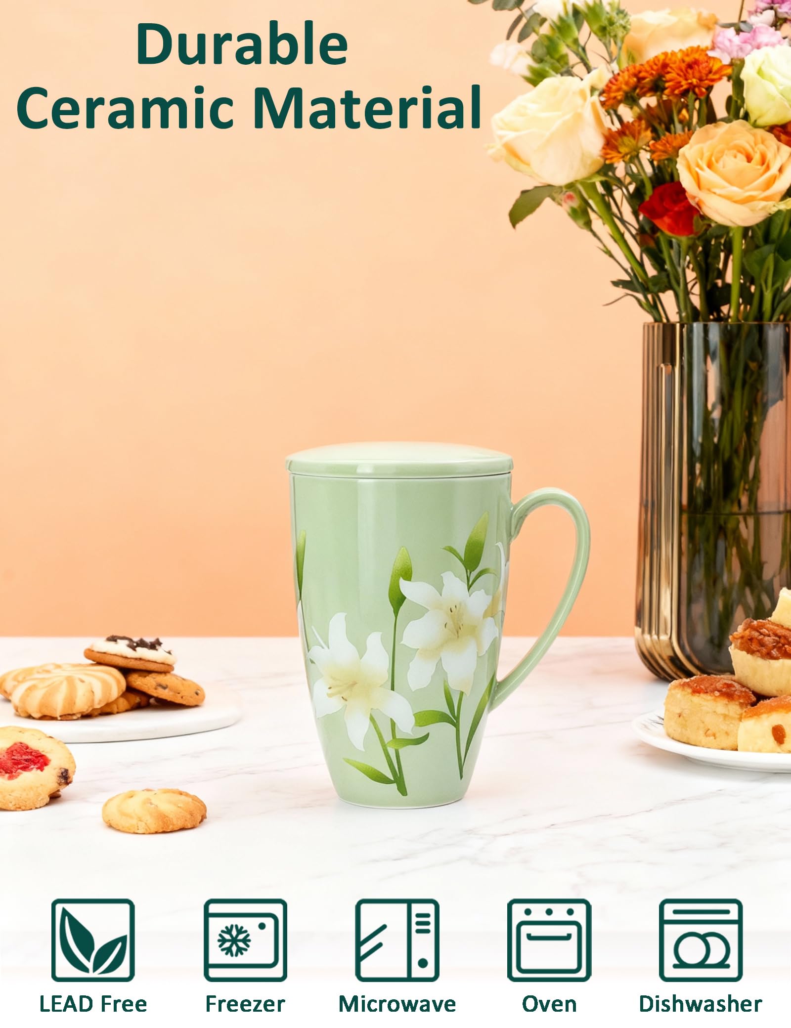 Sisetop ceramic lid showing lead-free glaze for safe brewing.