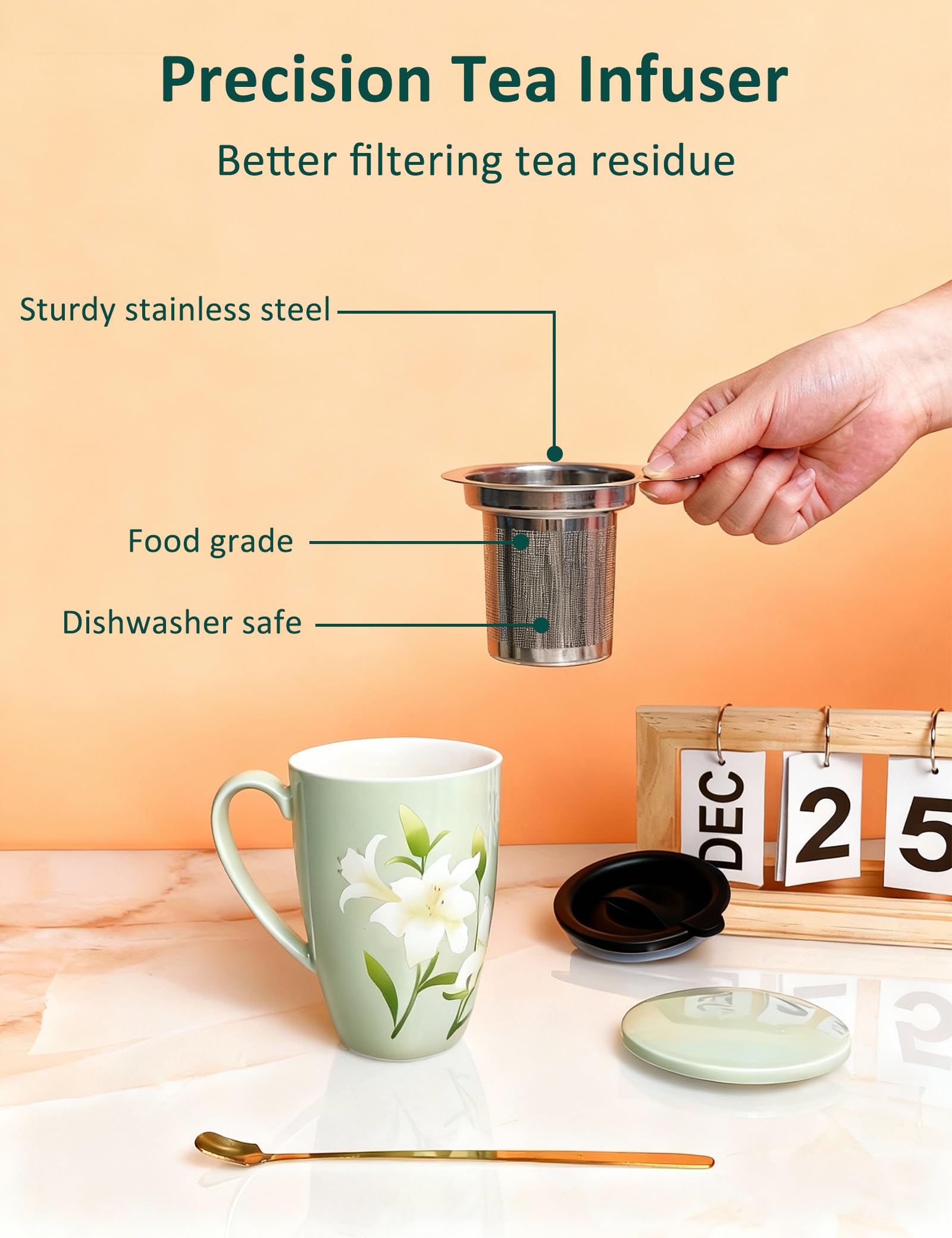 Sisetop tea mug dishwasher safe for easy cleaning.