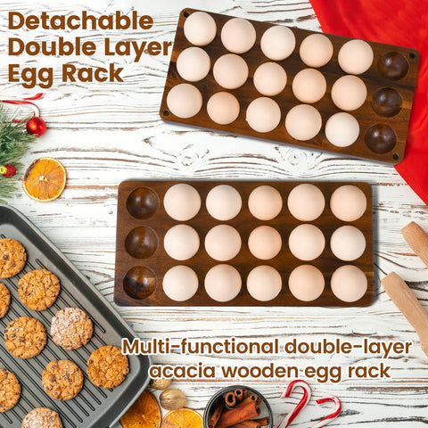 Sishynio two-tier egg holder stacked on counter highlights space-saving design