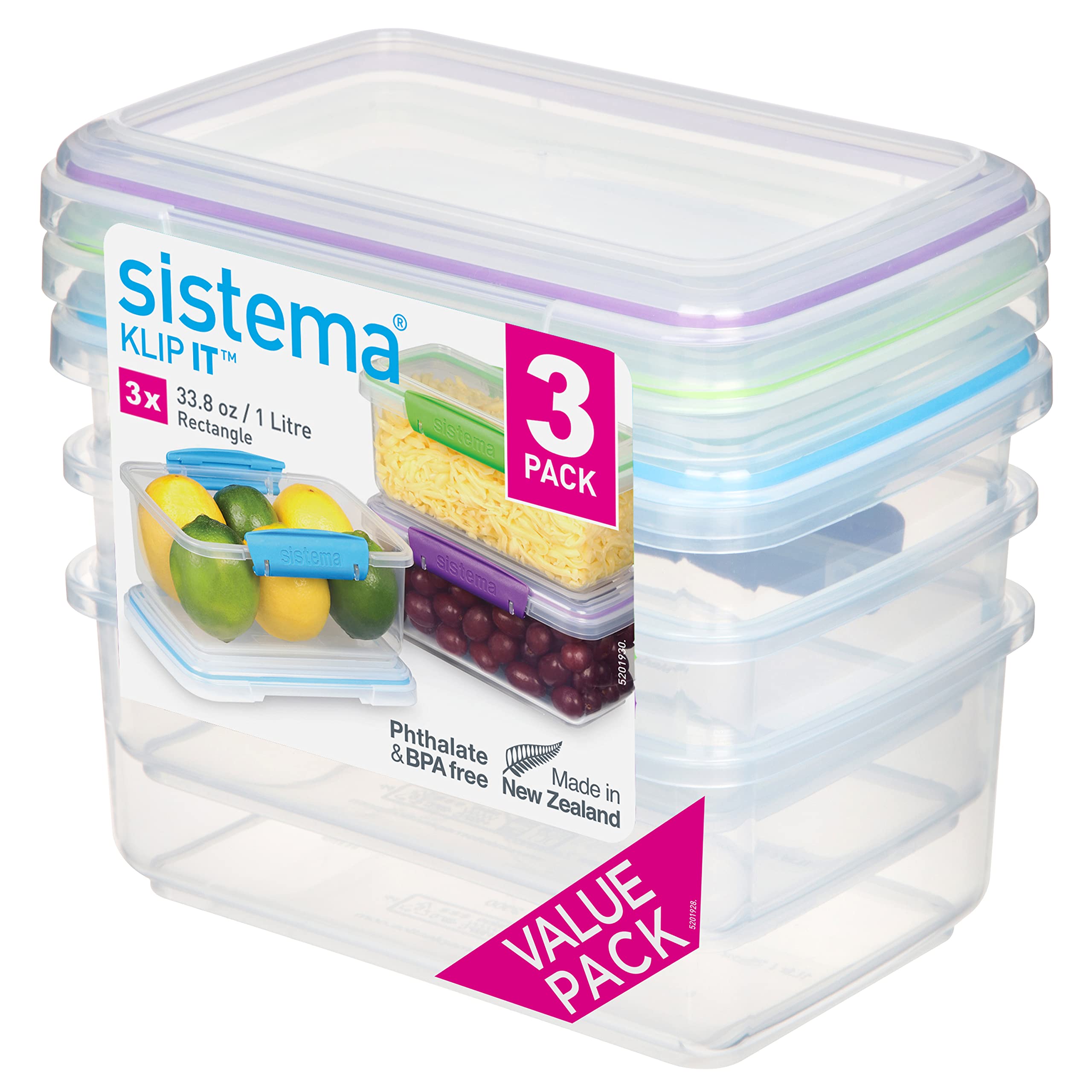 Sistema 1L container with clip and seal for fresher leftovers.