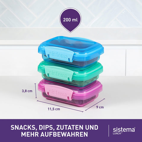 Sistema Lunch Collection blue 6.7 oz container keeps foods organized and visible