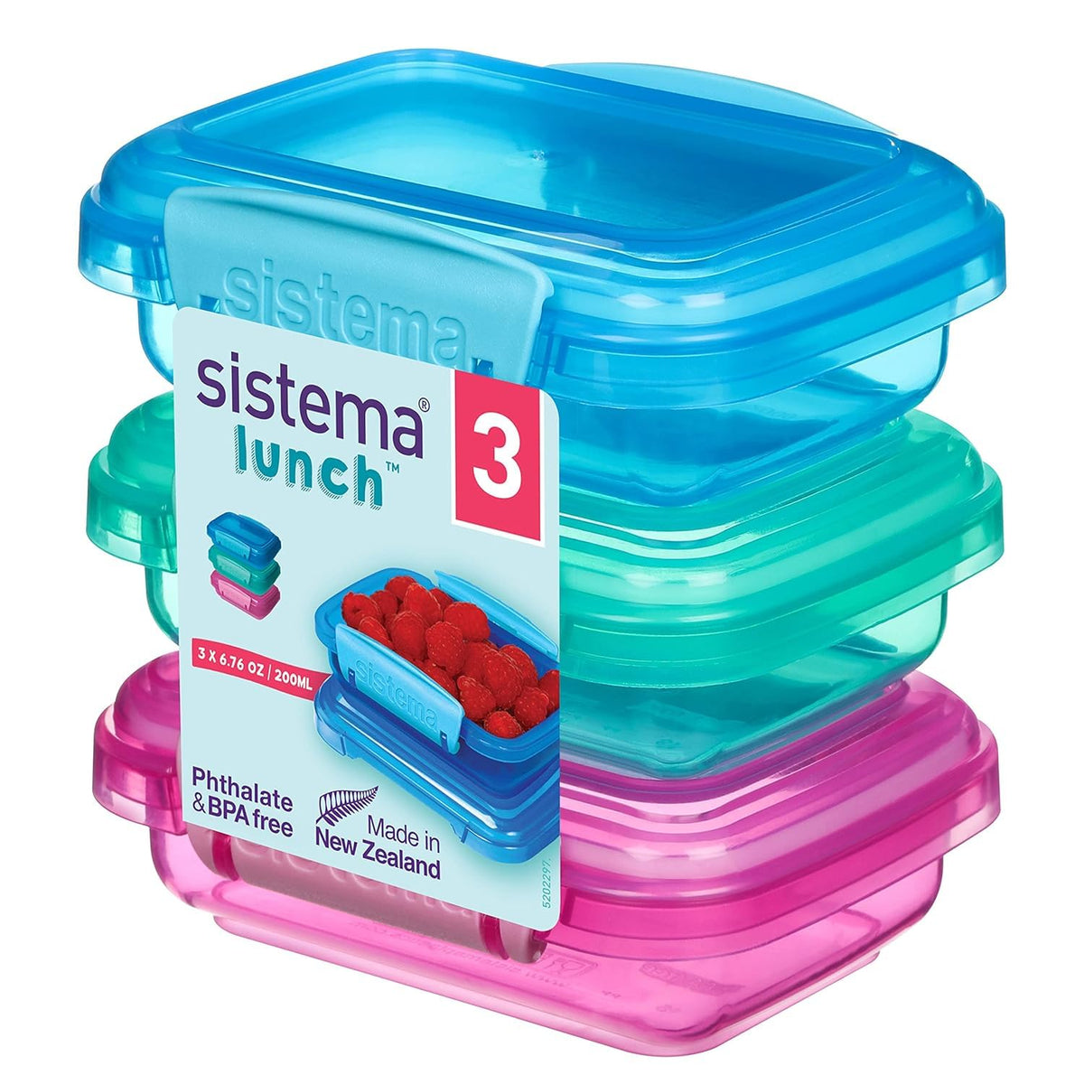 Sistema Lunch Collection pink 6.7 oz container with secure snap lid for fresher snacks