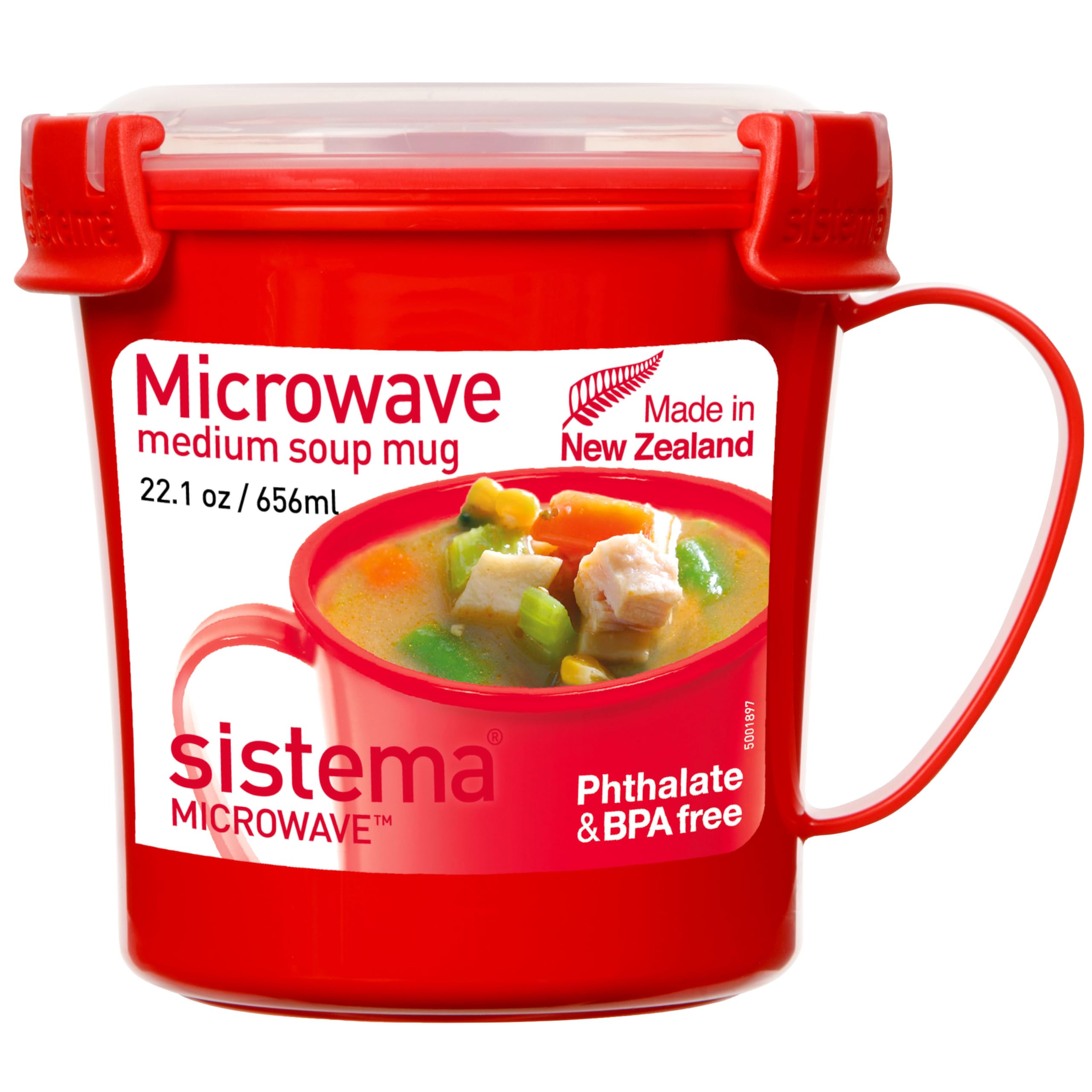 Sistema Microwave Soup Mug with Lid visible for secure heat and sip