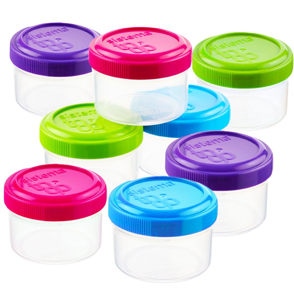 Sistema To Go dressing containers in assorted colors for on-the-go dressings