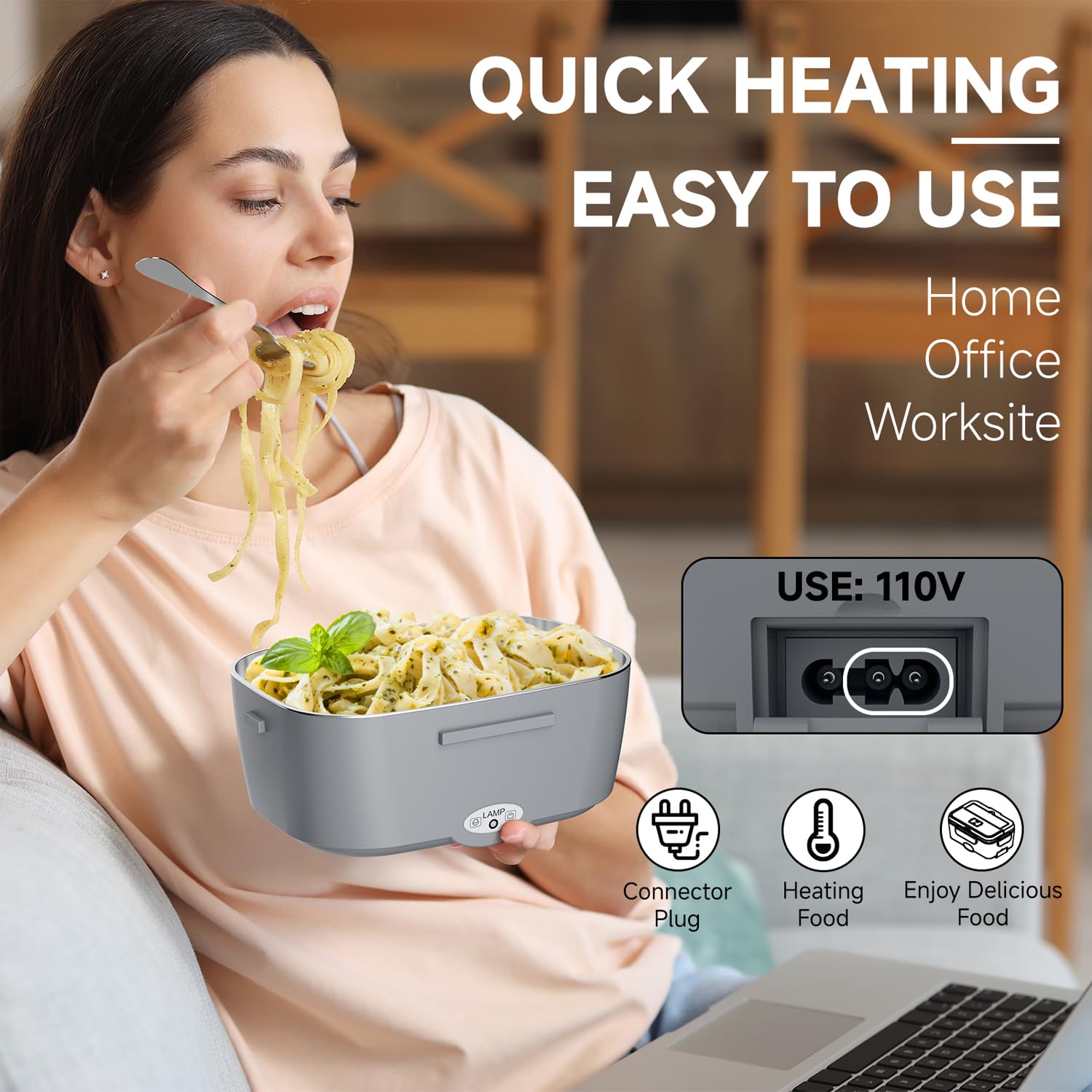 Sitlais 80W heating system in action, warms meals quickly