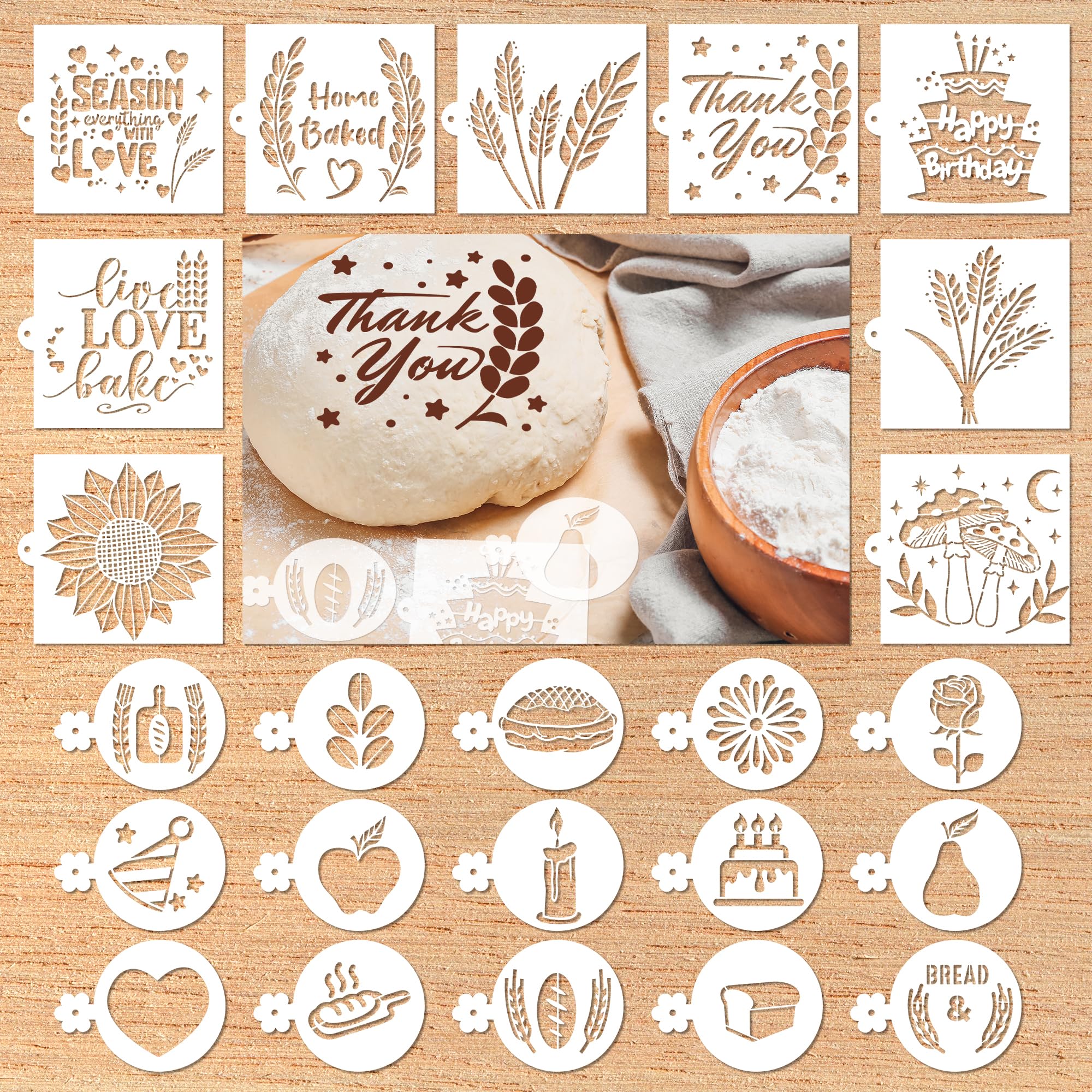 Sitsink bread stencil with wheat pattern for decorative crusts on sourdough