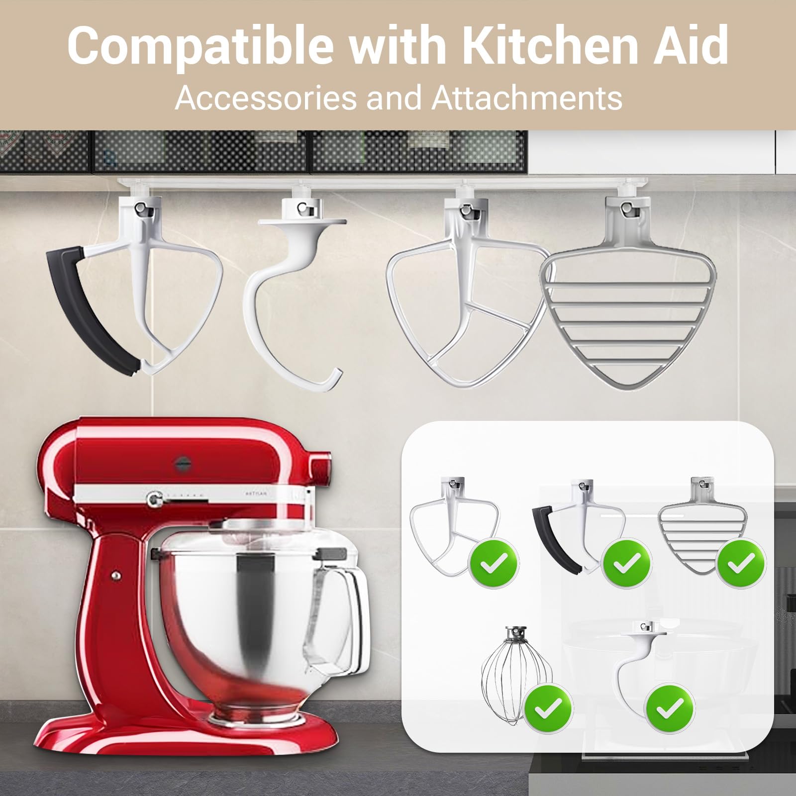 SIUDANGKA acrylic mixer organizer safely stores beaters, hooks, and whisks for quick prep.