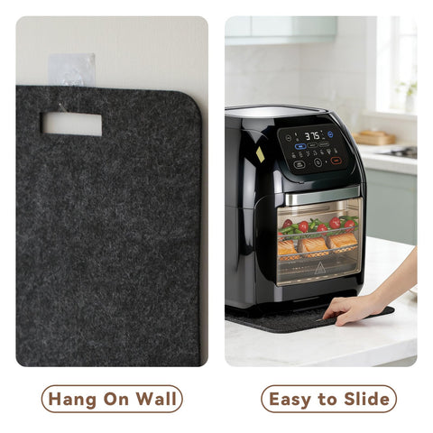 Felt-backed mat stays flat, reducing clutter and wobble.