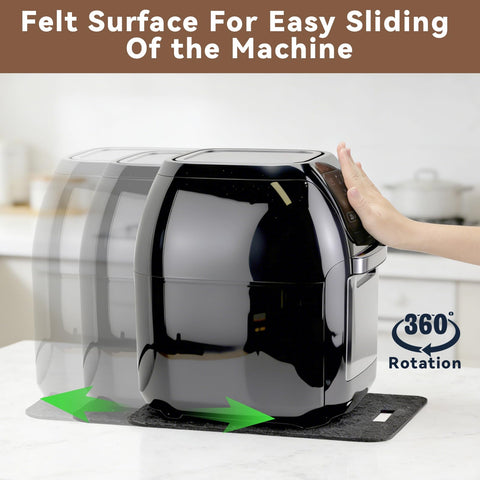 Ninja air fryer sits on the mat with space to slide.