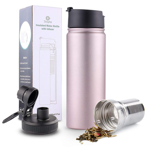 Sivaphe rose-gold infuser travel mug for on-the-go hot tea.