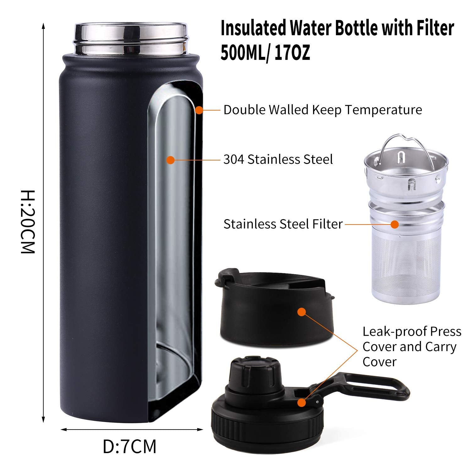 Sivaphe Tea Infuser Bottle double-wall insulation keeps drinks hot or cold