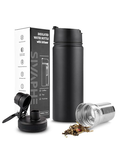 Sivaphe Tea Infuser Bottle with removable mesh filter for loose-leaf tea on the go