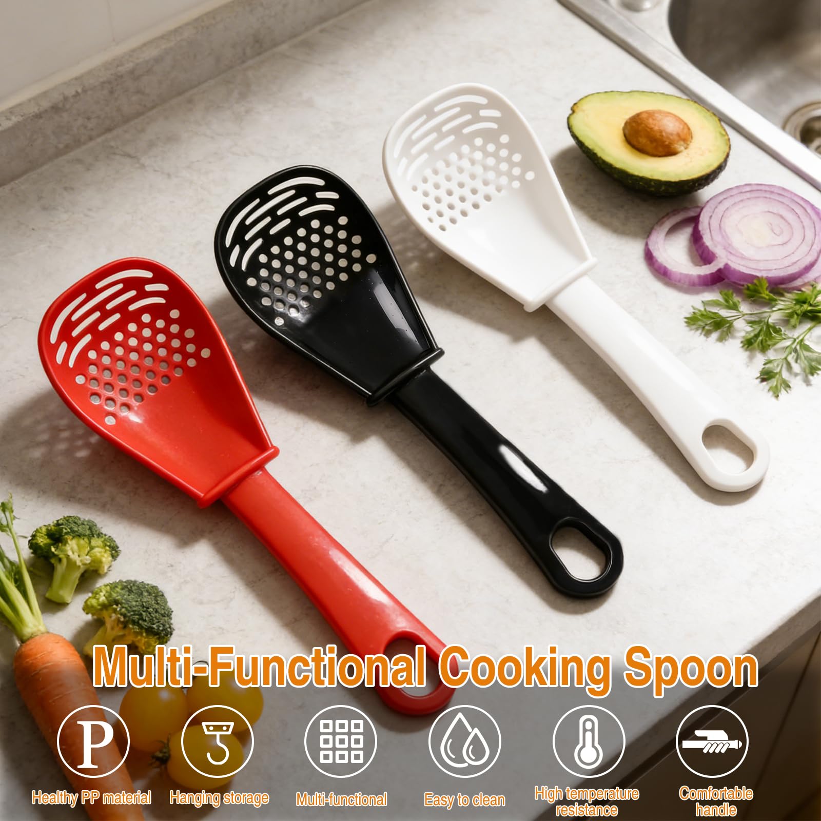 Six-in-one spoon set, heat-resistant design safe for nonstick cookware
