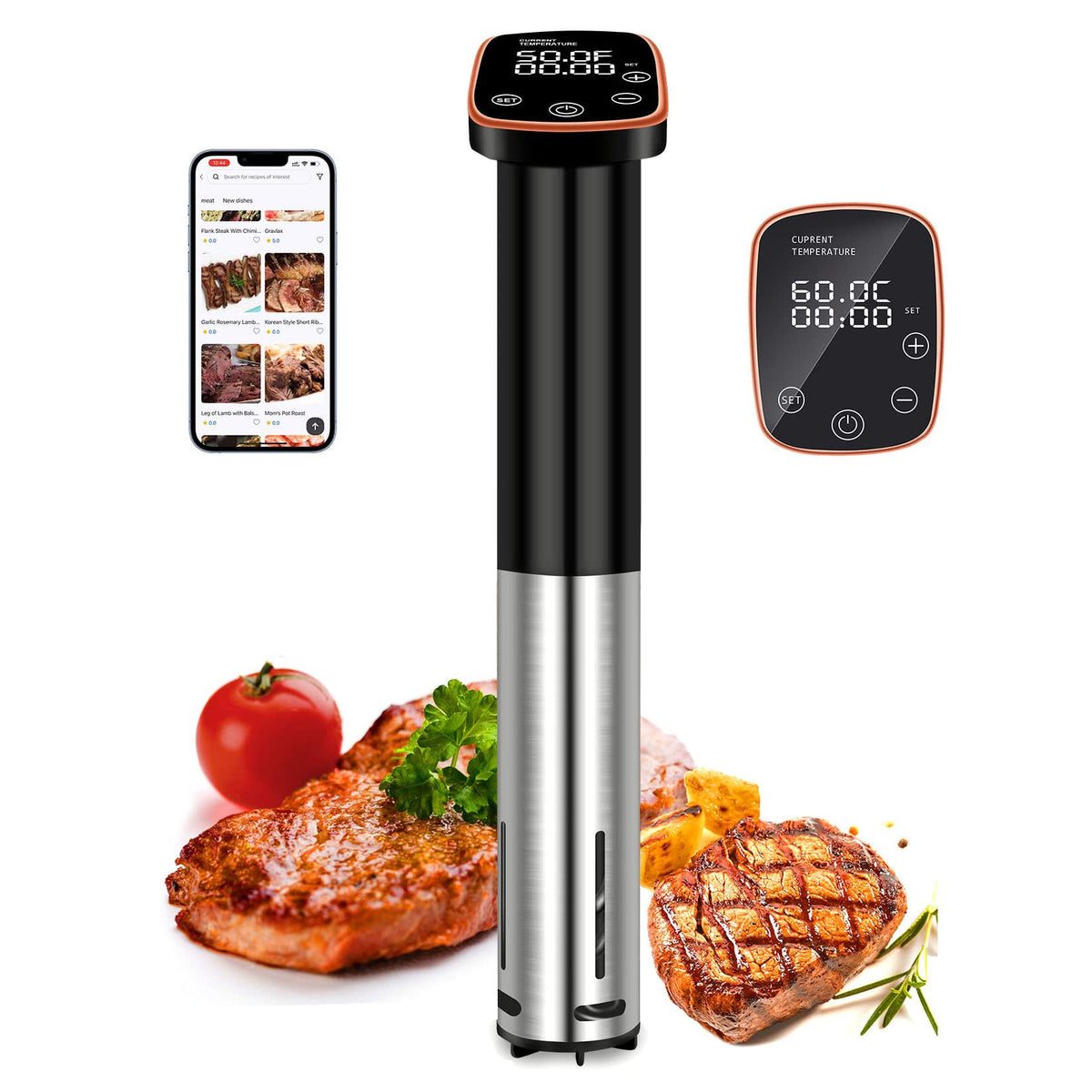 Sixfivsevn sous vide cooker front view showing precise control for home meals
