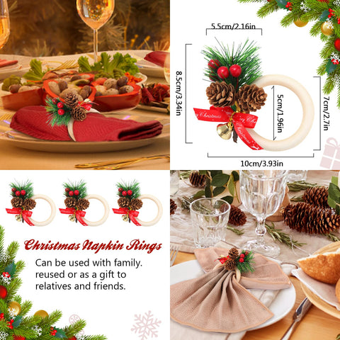 SIYOMG pinecone napkin ring close-up shows natural texture and berry accents