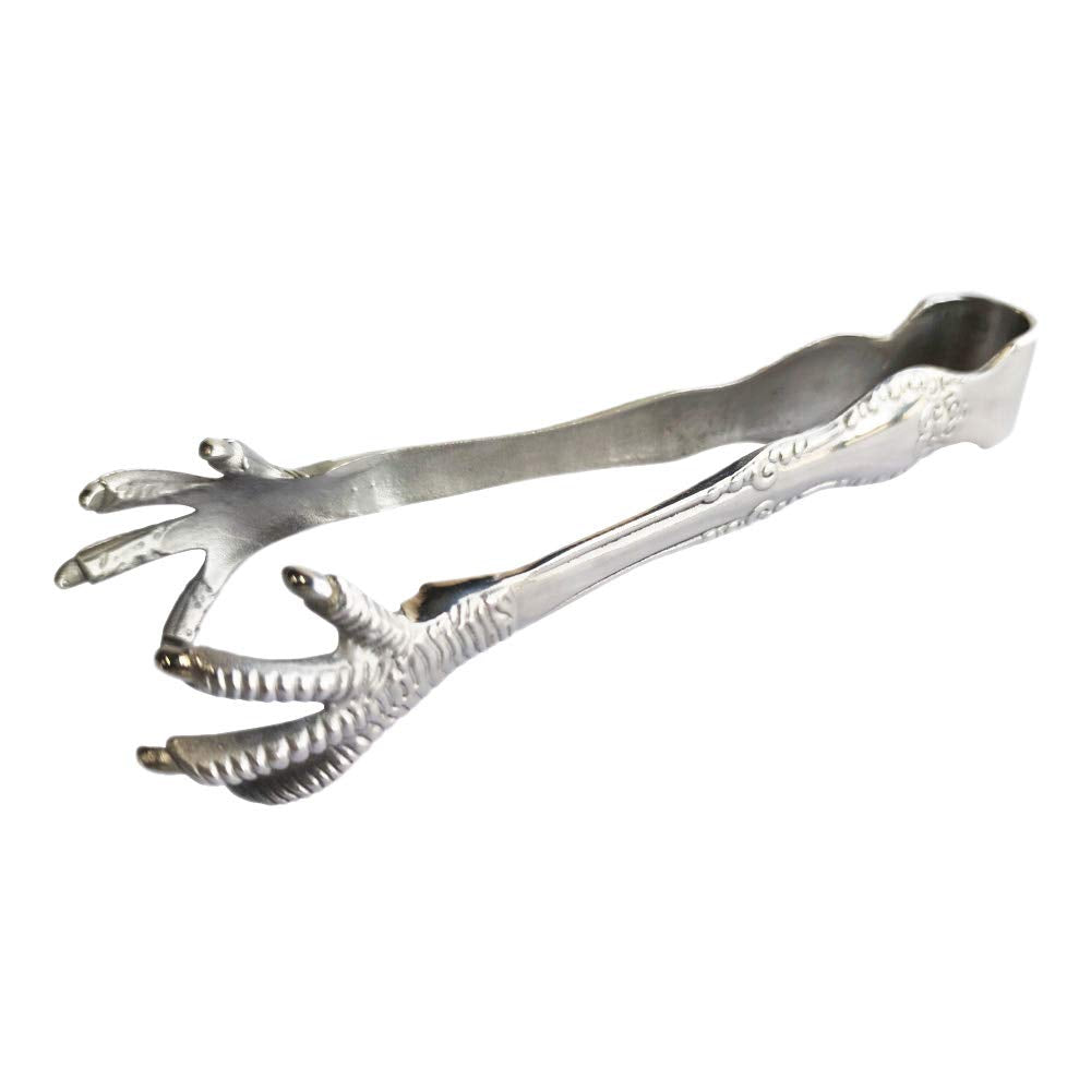 Sizikato 8-inch stainless steel tongs with a thick non-slip grip for secure serving.