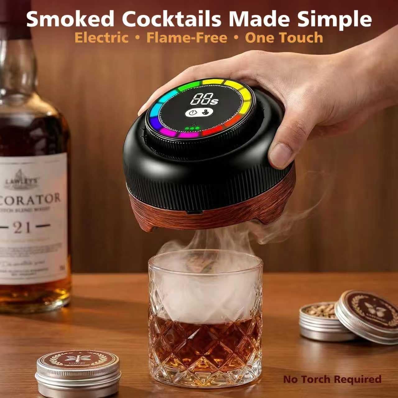 SIZIPAO smoker kit on heat-insulated base protects table and keeps surfaces clean