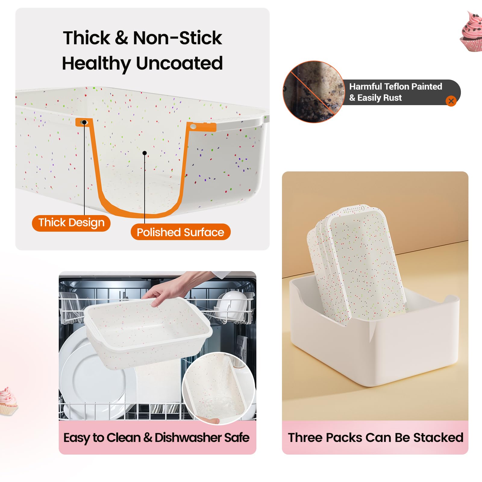 SJ silicone loaf pan withstands temperatures from -104°F to 446°F for versatile baking.