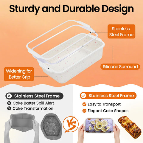 SJ silicone bread pan non-stick surface enables easy release with minimal sticking.