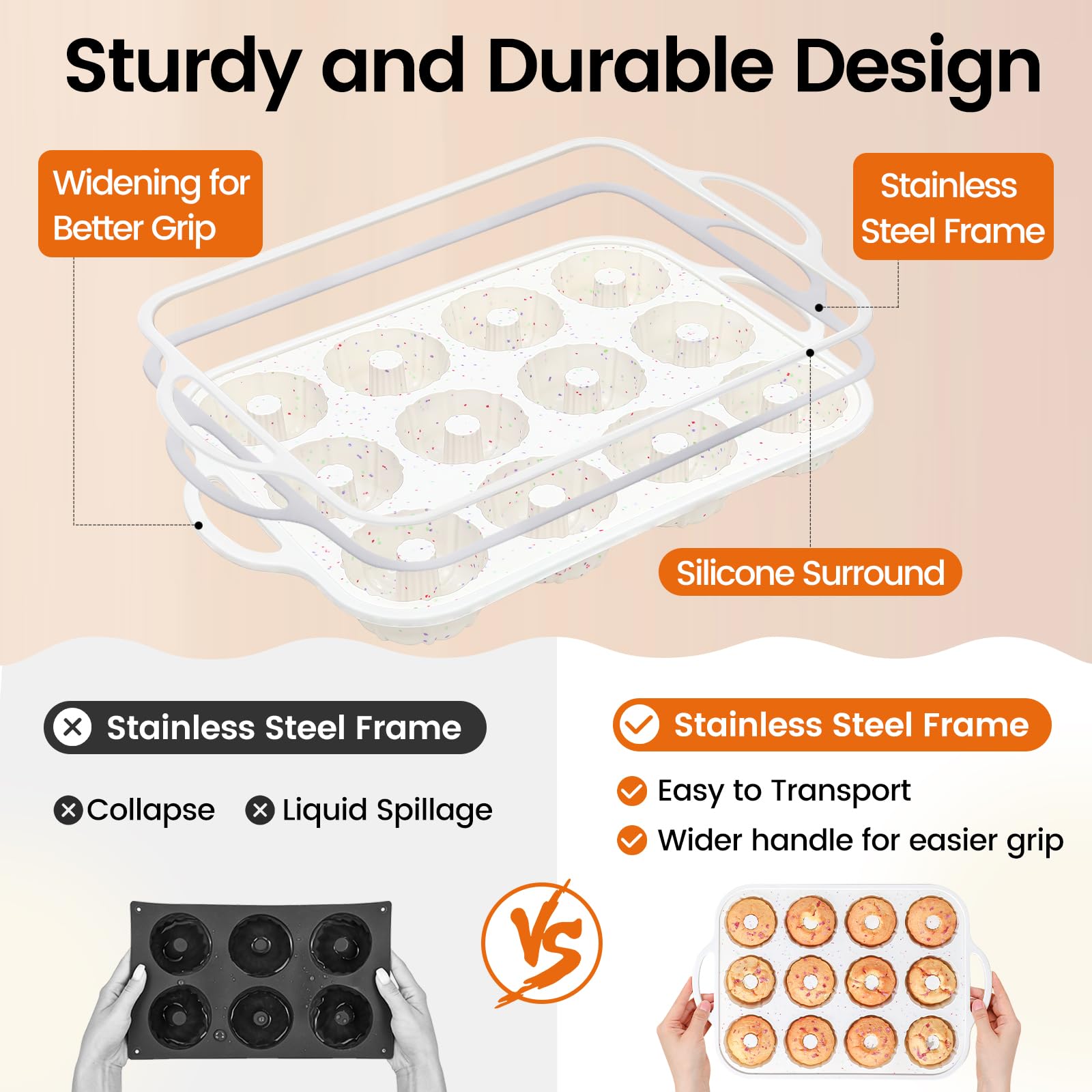 SJ mini fluted tube pan bakes donuts with even heat.