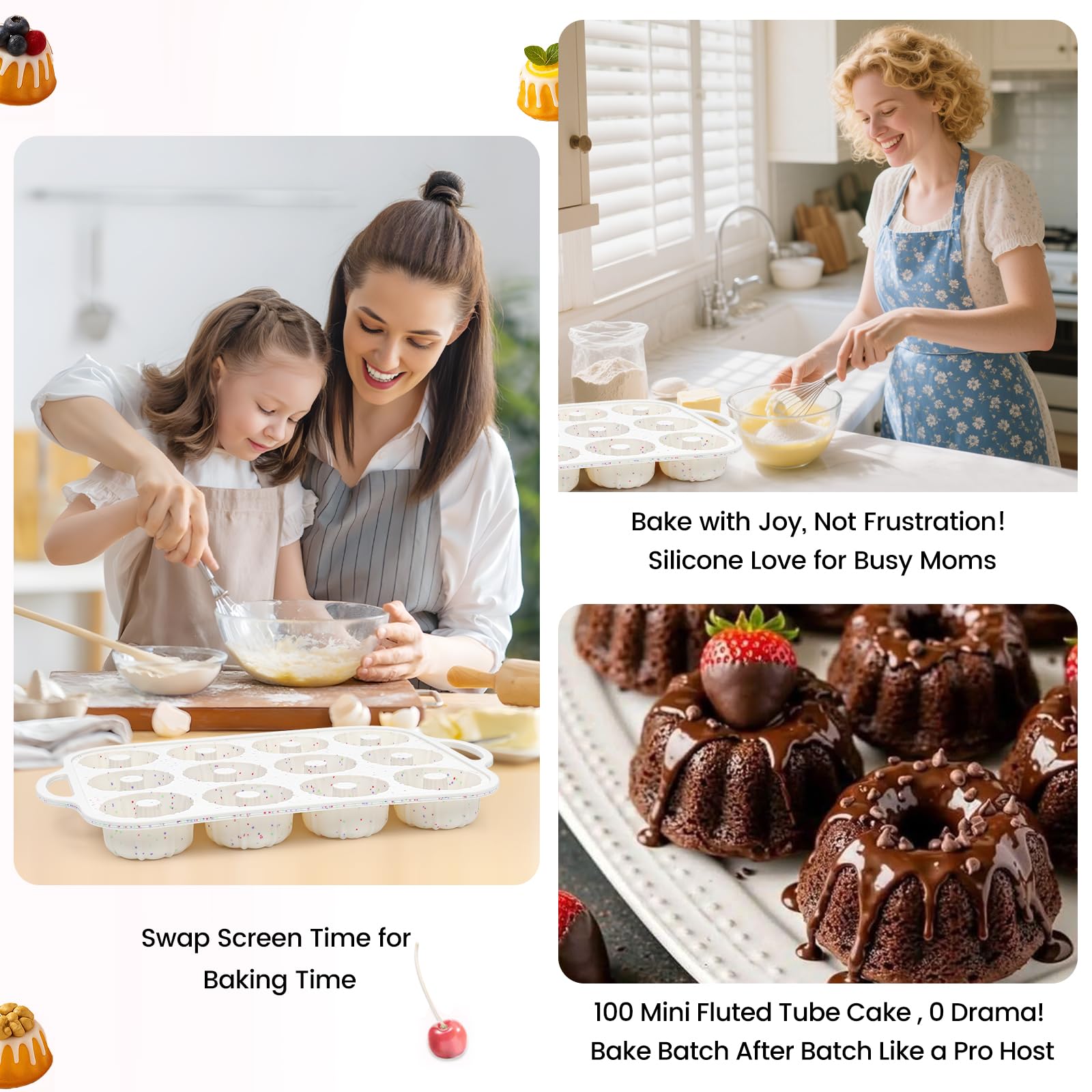 SJ silicone mini pan with reinforced frame for sturdy bakeware.