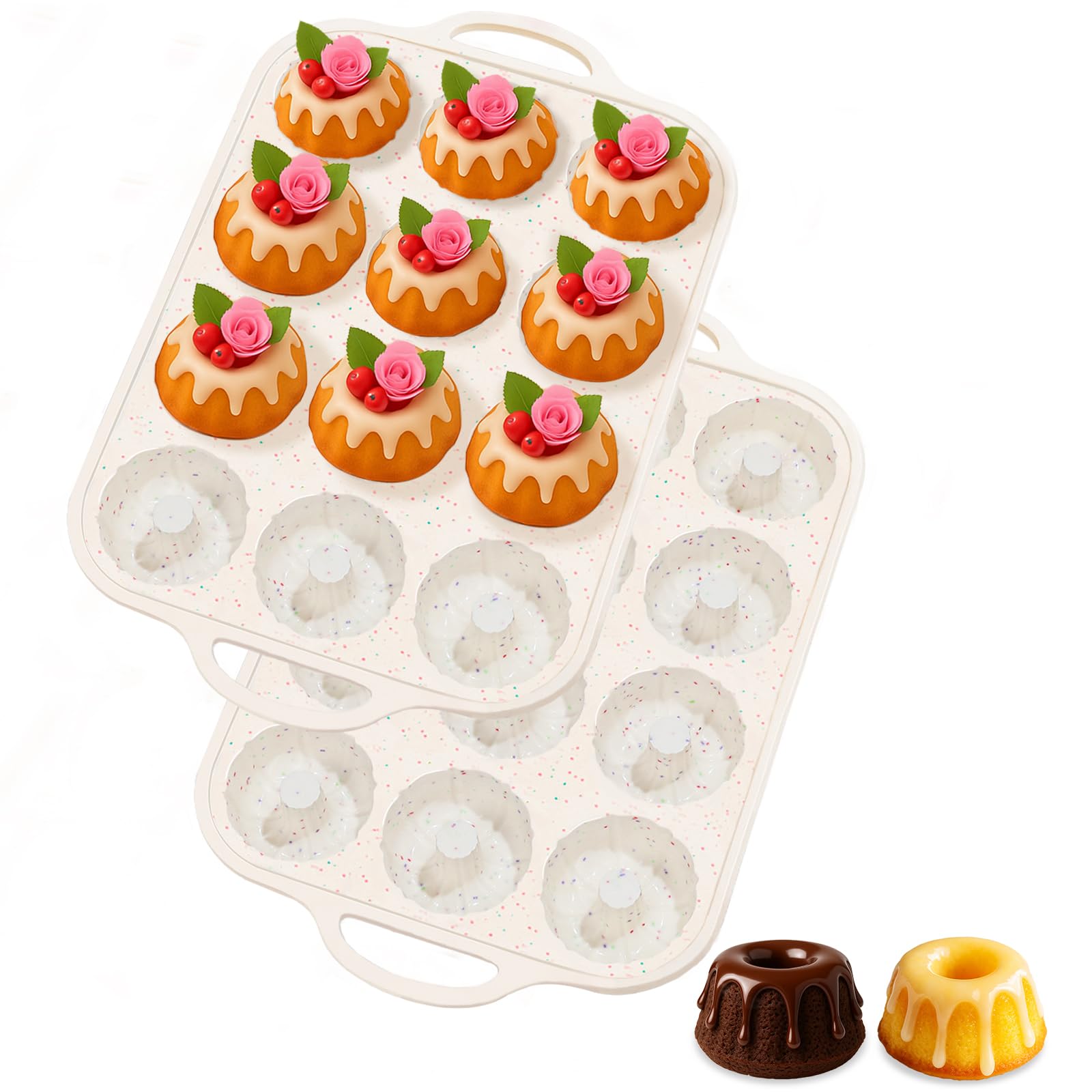 SJ silicone mini fluted tube pan frame with metal reinforcement for stable baking.