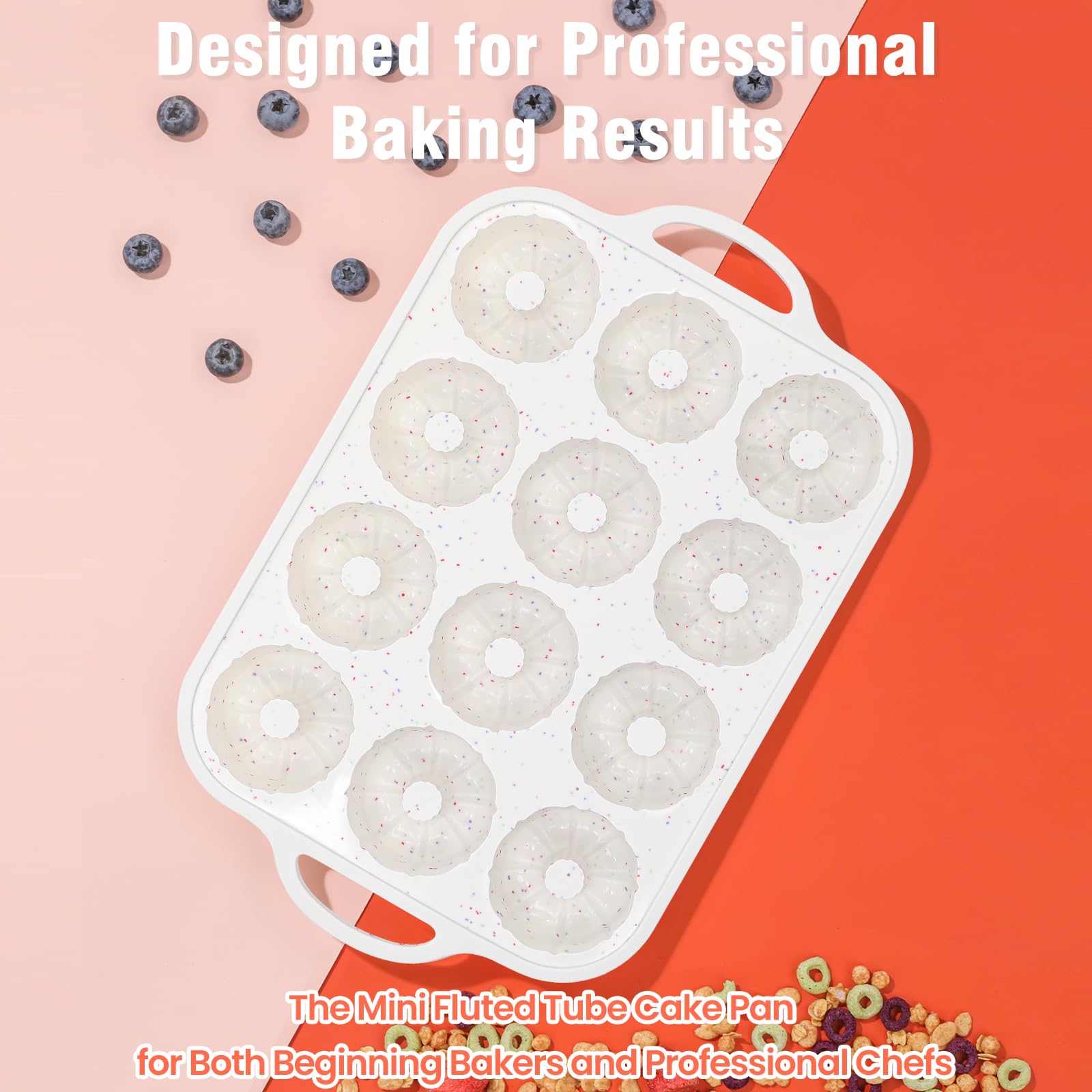 SJ silicone mini fluted tube pan nonstick surface for easy release.