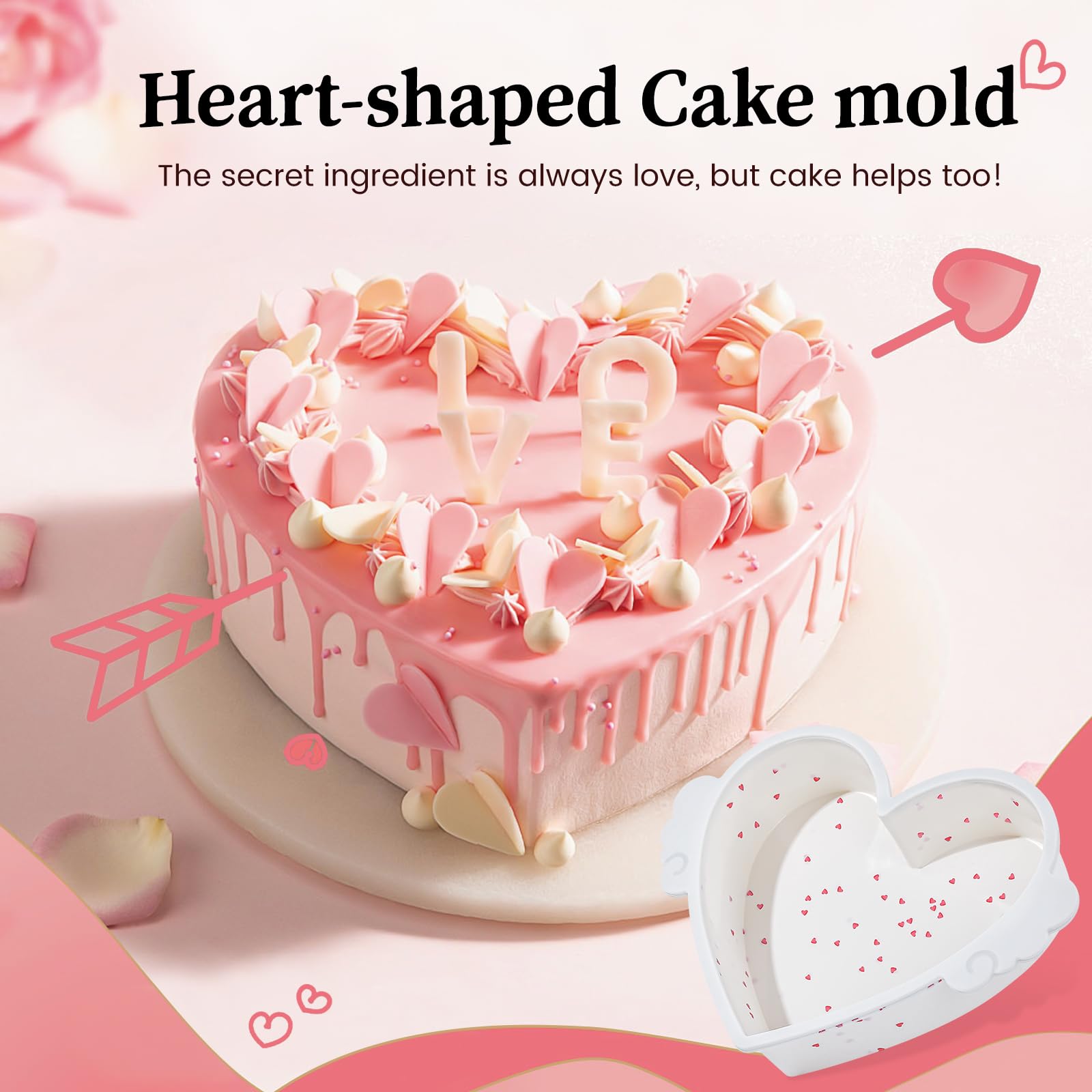 SJ Valentines Day heart cake pan elevates celebration desserts.