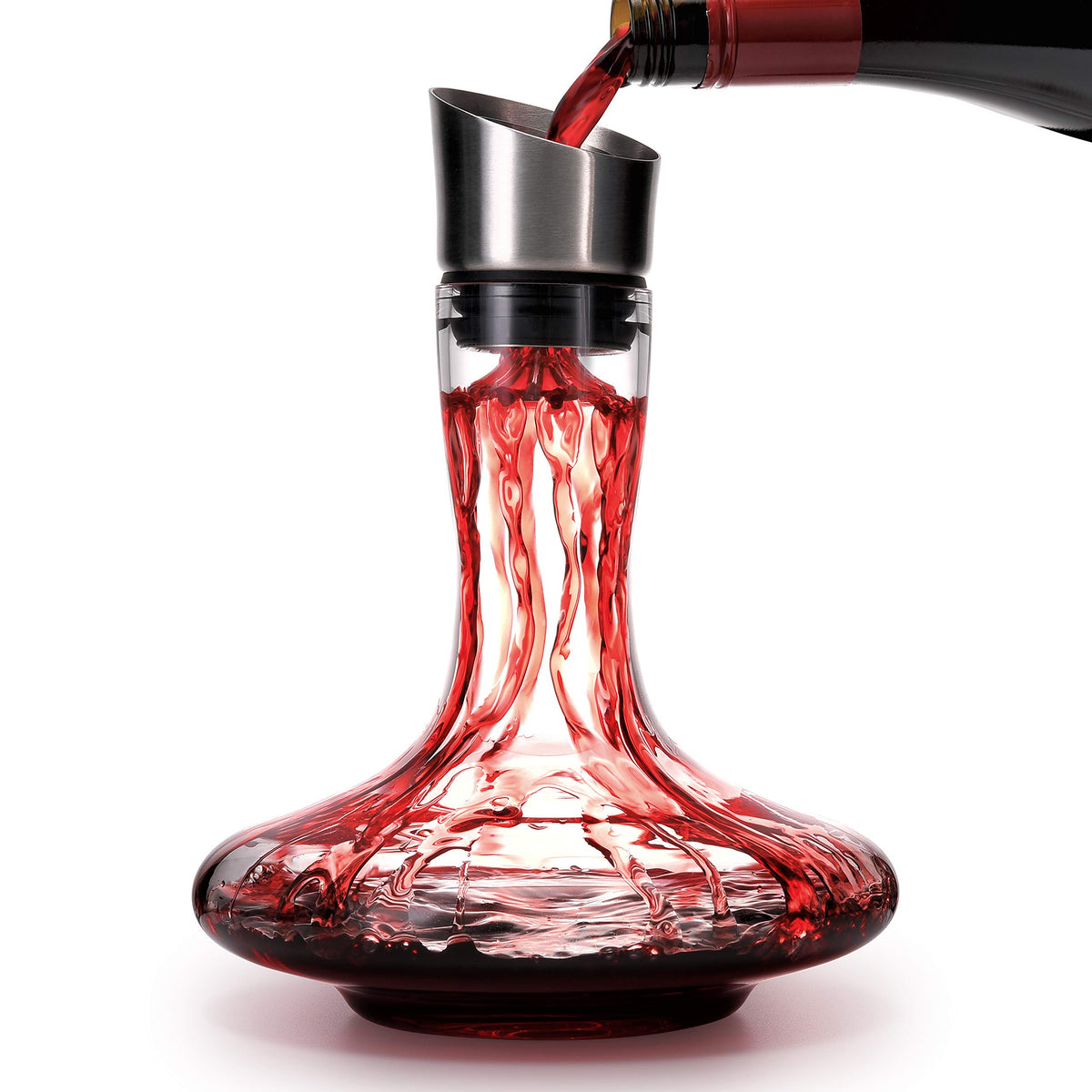 S JUSTSTART wine decanter with built-in aerator pourer enhances aroma