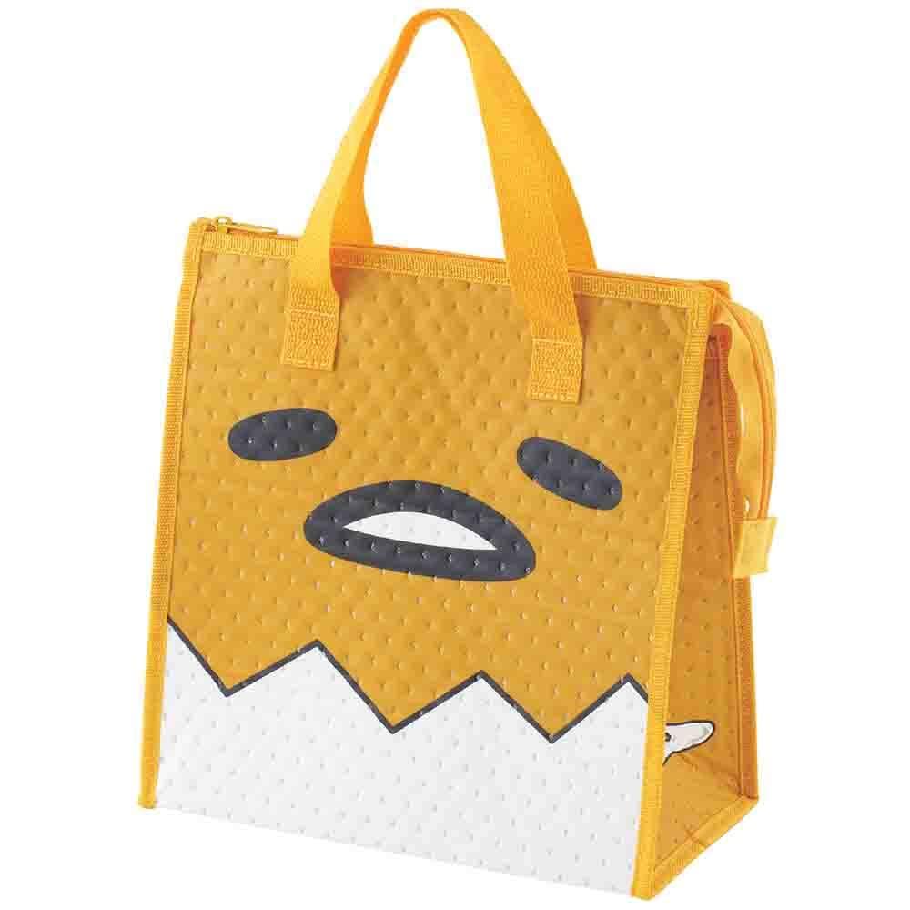 Skater Gudetama face lunch bag with cute design for portable meals.