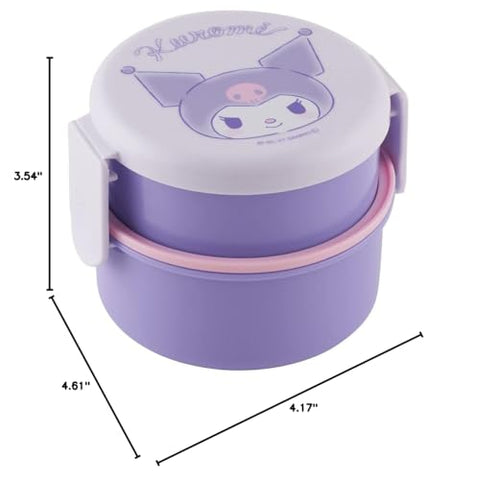 Skater Kuromi 2-tier interior with mini fork included for convenient meals.