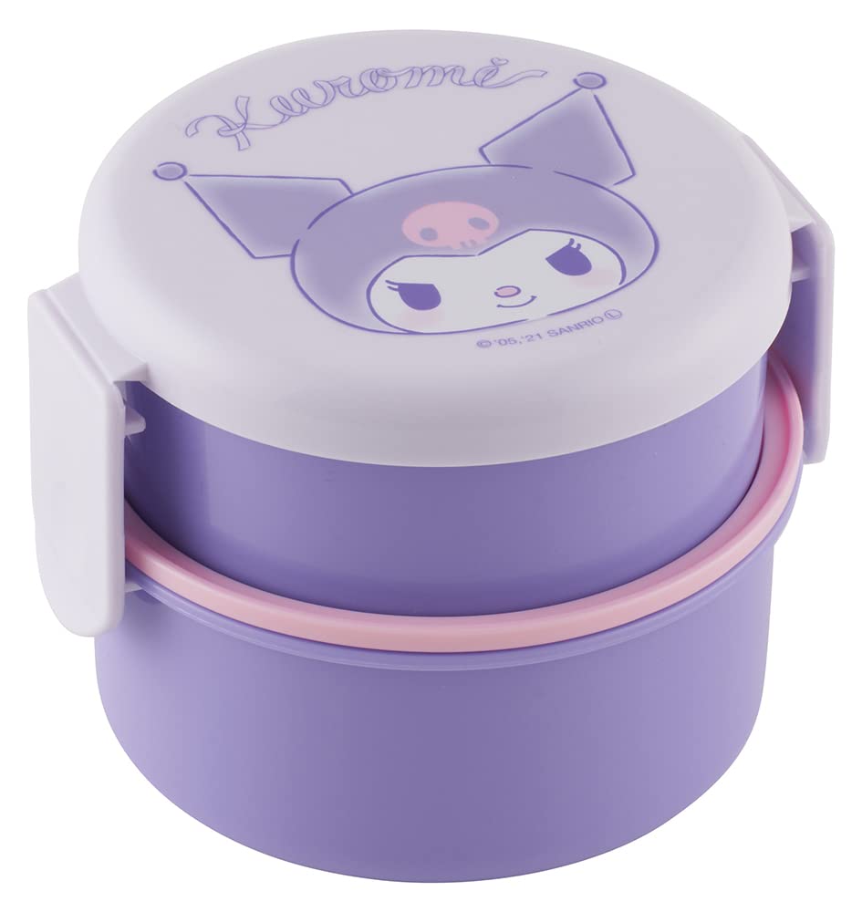 Skater Kuromi 2-tier bento box top view for portion-controlled lunches.