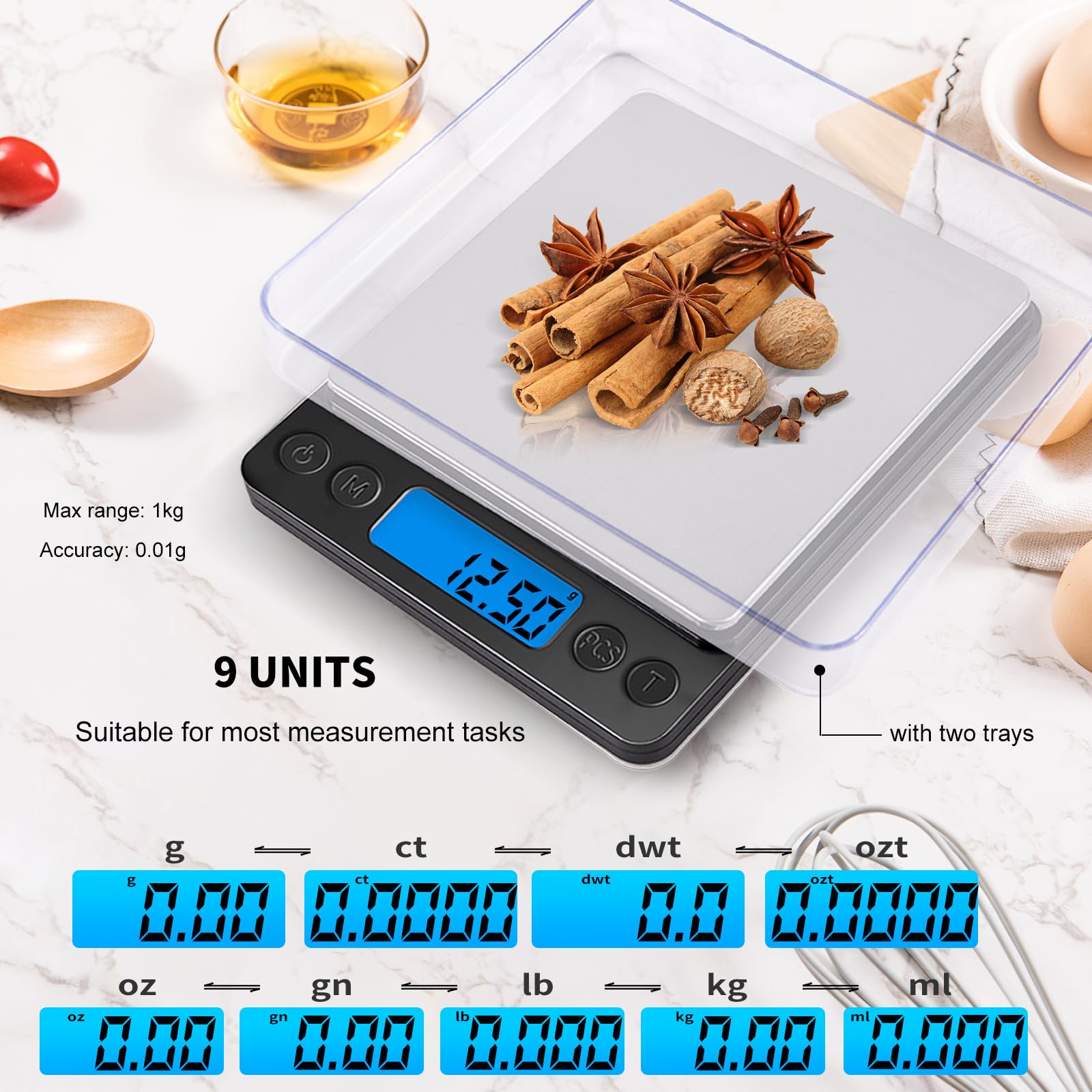 SKEAP Gram Scale unit conversion for effortless switching between units.