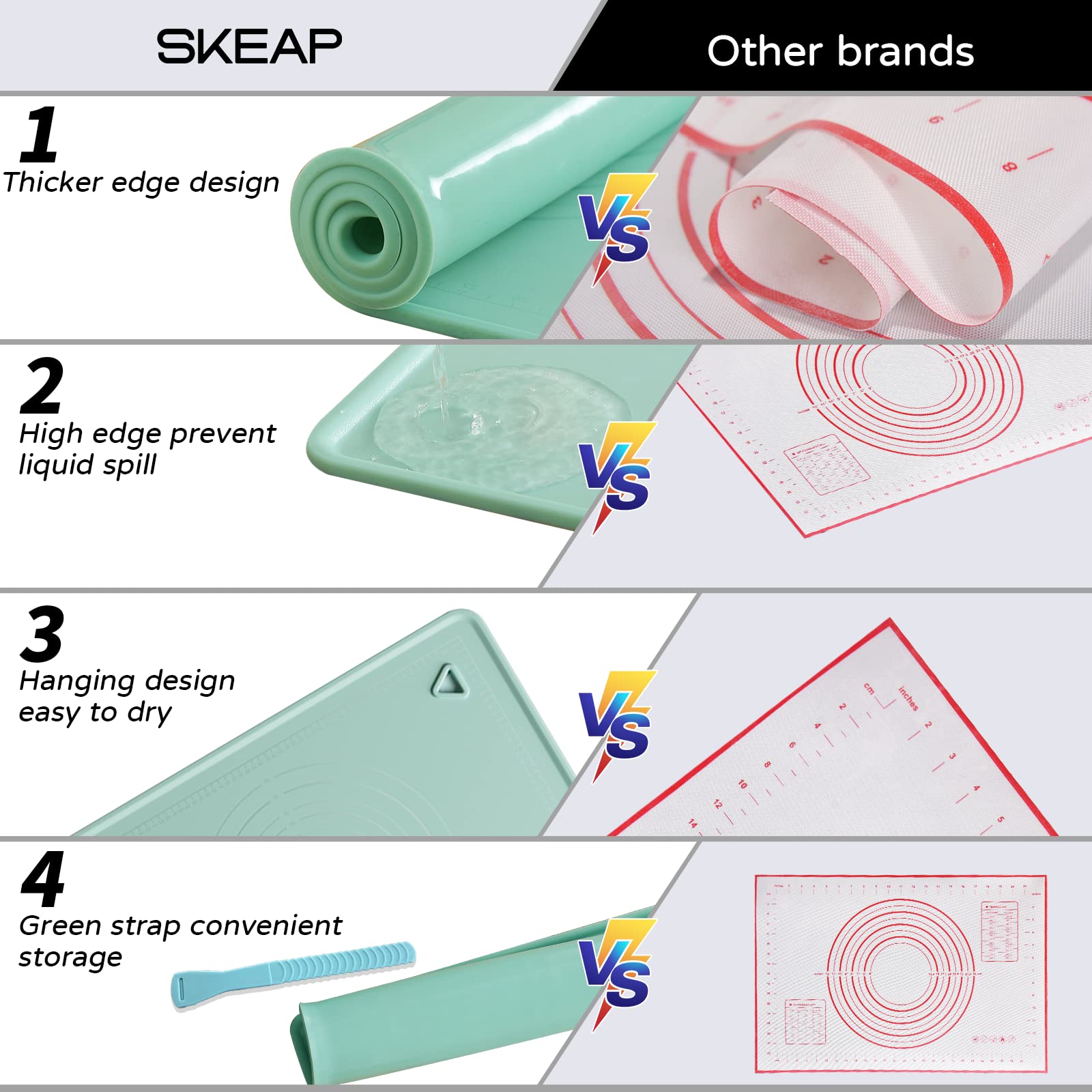 SKEAP silicone baking mat in oven-safe position highlighting heat resistance