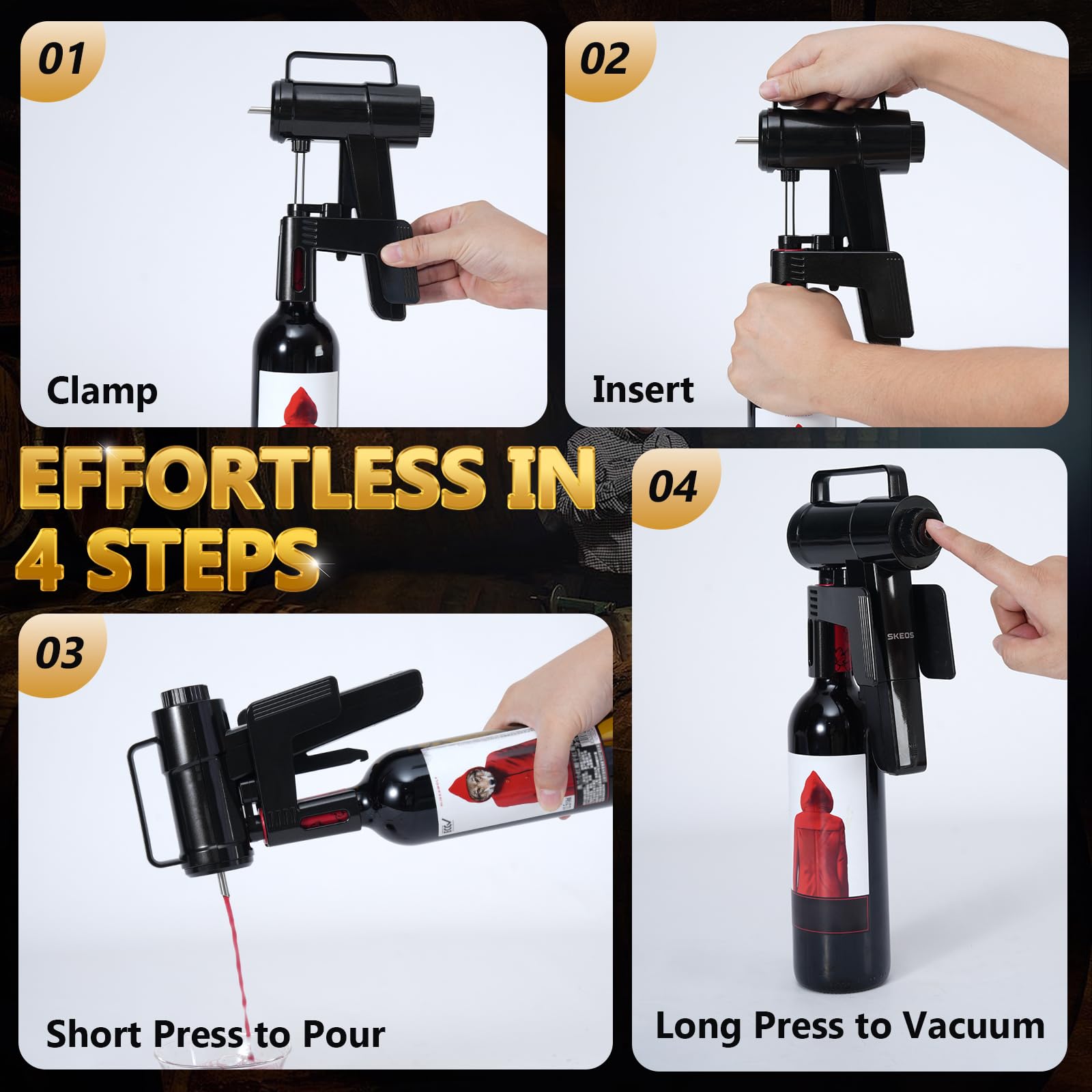 SKEOS electric wine opener battery powered for cordless convenience