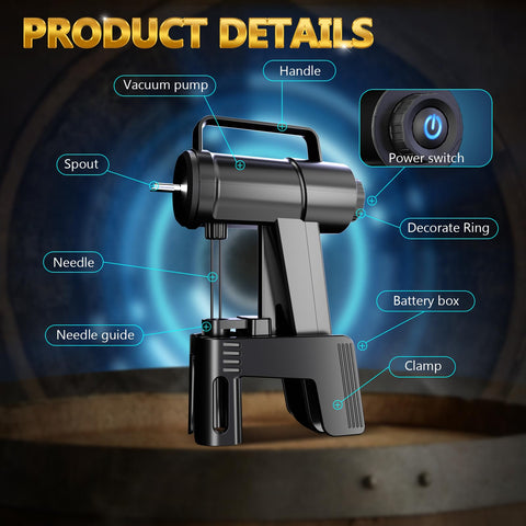 SKEOS electric wine opener rear needle vacuum system for wine preservation