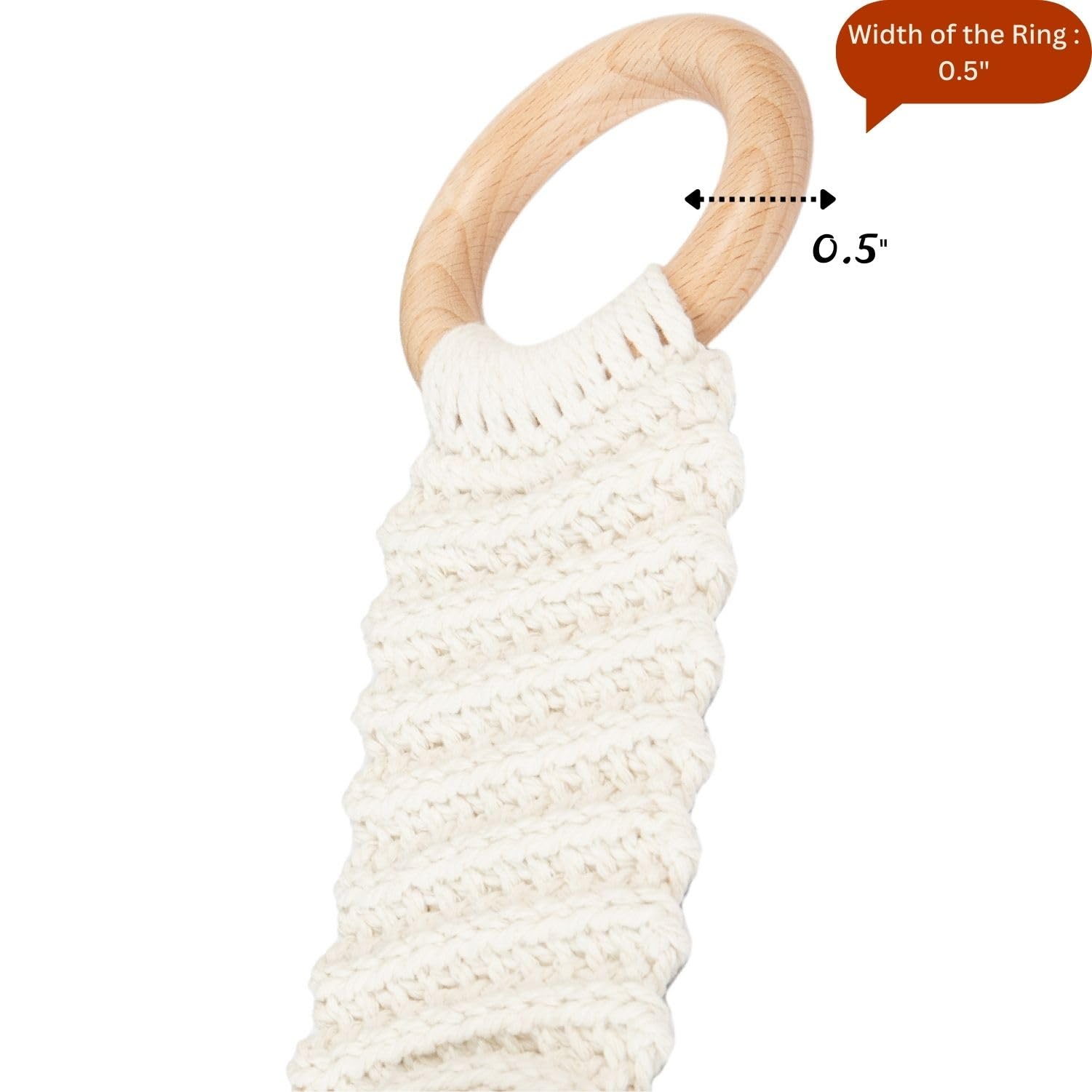 SKILLEDSLICING boho macrame towel hanger with wood rings enhances décor and easy towel access