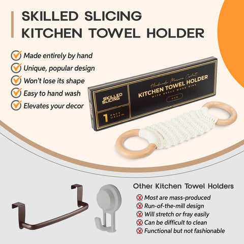 SKILLEDSLICING kitchen decor towel holder in white cream brings warmth and practical storage
