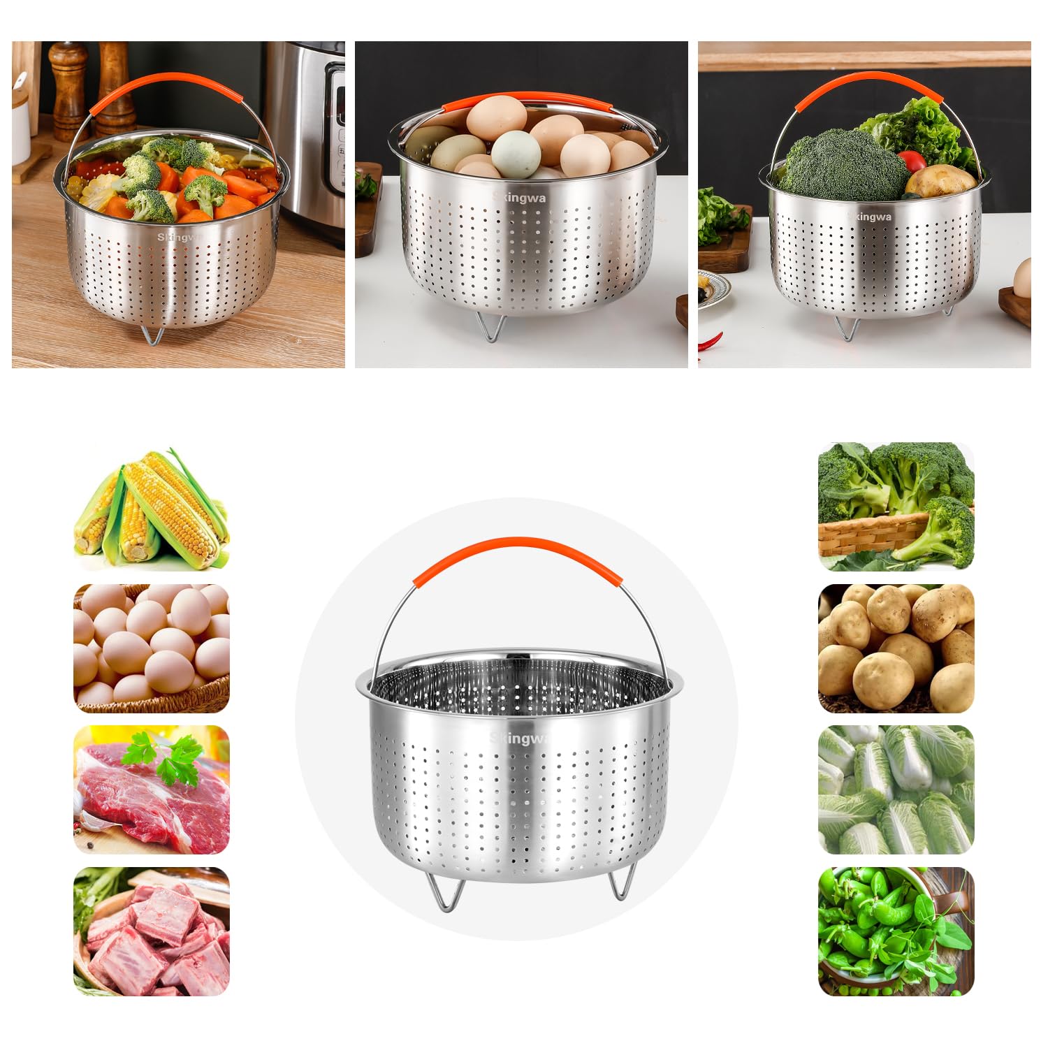 Skingwa steamer basket inside Instant Pot demonstrates even steam circulation.