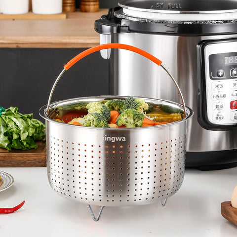 Skingwa steamer basket three-sizes option shows versatile pot compatibility.